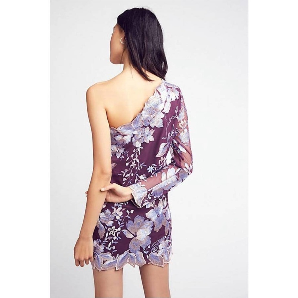 Free People NWT Rosalie Floral Embroidered One Sleeve Mini Dress, 2